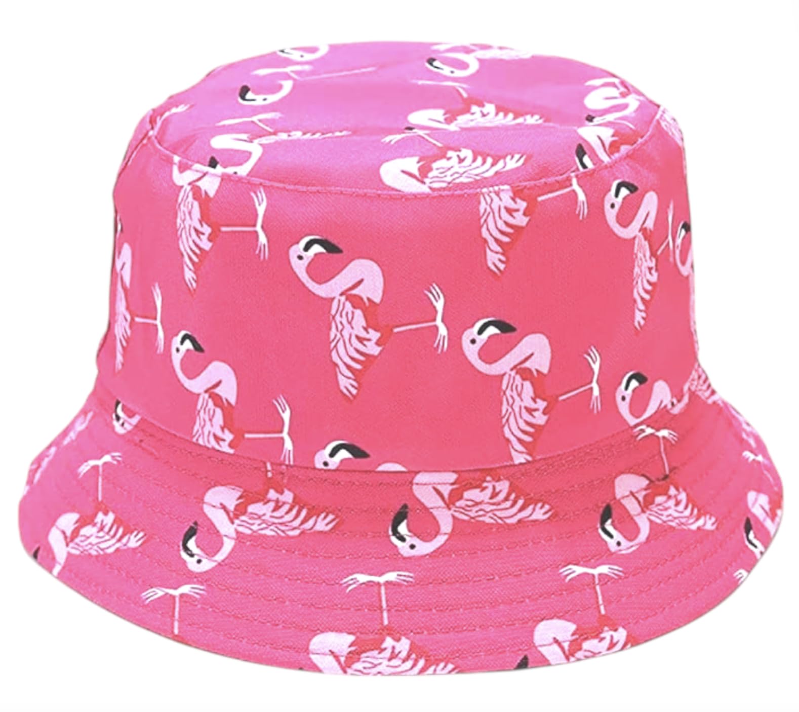 Arg Unisex Flamingo Pink Flamingo Cotton Bucket Hat Summer Travel Festival Sun Fisherman Hats Reversible (Flamingo Pink)