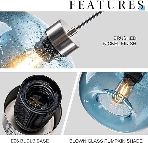 Miniatura 3 de Luces colgantes para isla de cocina, accesorios de iluminación de vidrio soplado a mano, lámpara colgante de techo moderna de granja, vestíbulo,