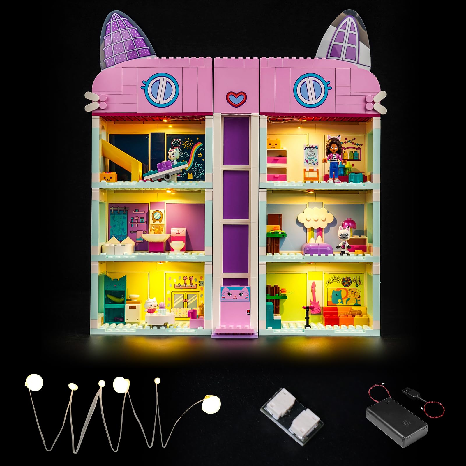 LocoLee LED Light Kit Compatible with Lego Gabby's Dollhouse 10788 (NO Model, Only Light kit), Light Compatible with Lego 10788 Gabby's Dollhouse for
