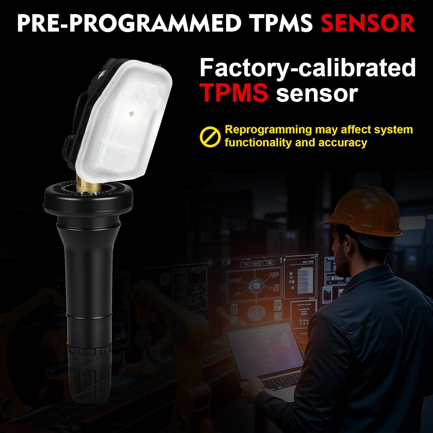 Pre-Programmed 433MHz TPMS Sensor Fit for:-Chevy Silverado 1500 2019-2022, Malibu 2016-2022, Impala 2017-2018 for:-GMC Acadia 2016-2022 for:-Cadillac CT6 2016-2020, OE# 13598773 (4 Pcs)