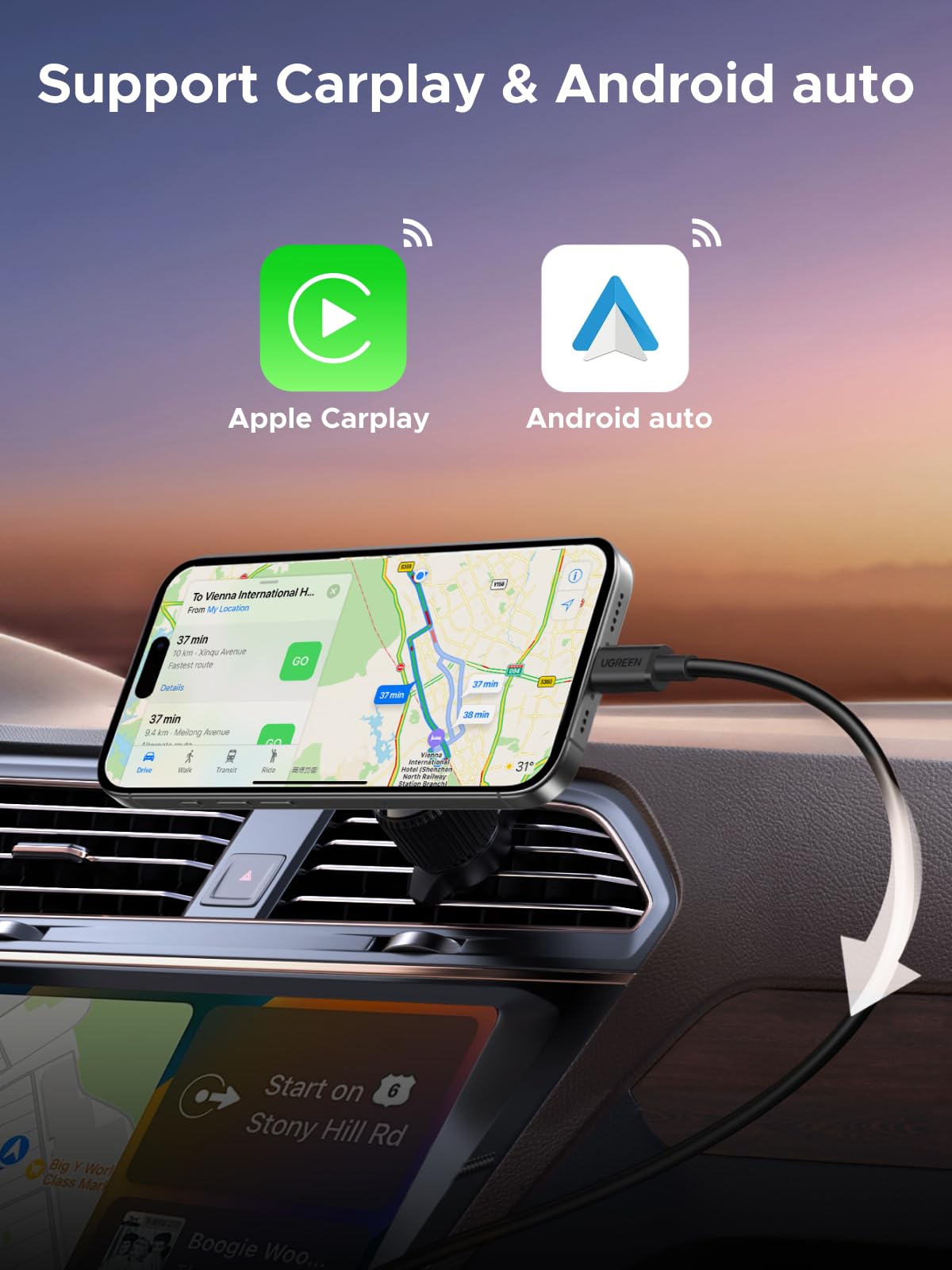 UGREEN USB-C to USB-A Cable 2-Pack - CarPlay & Android Auto -3
