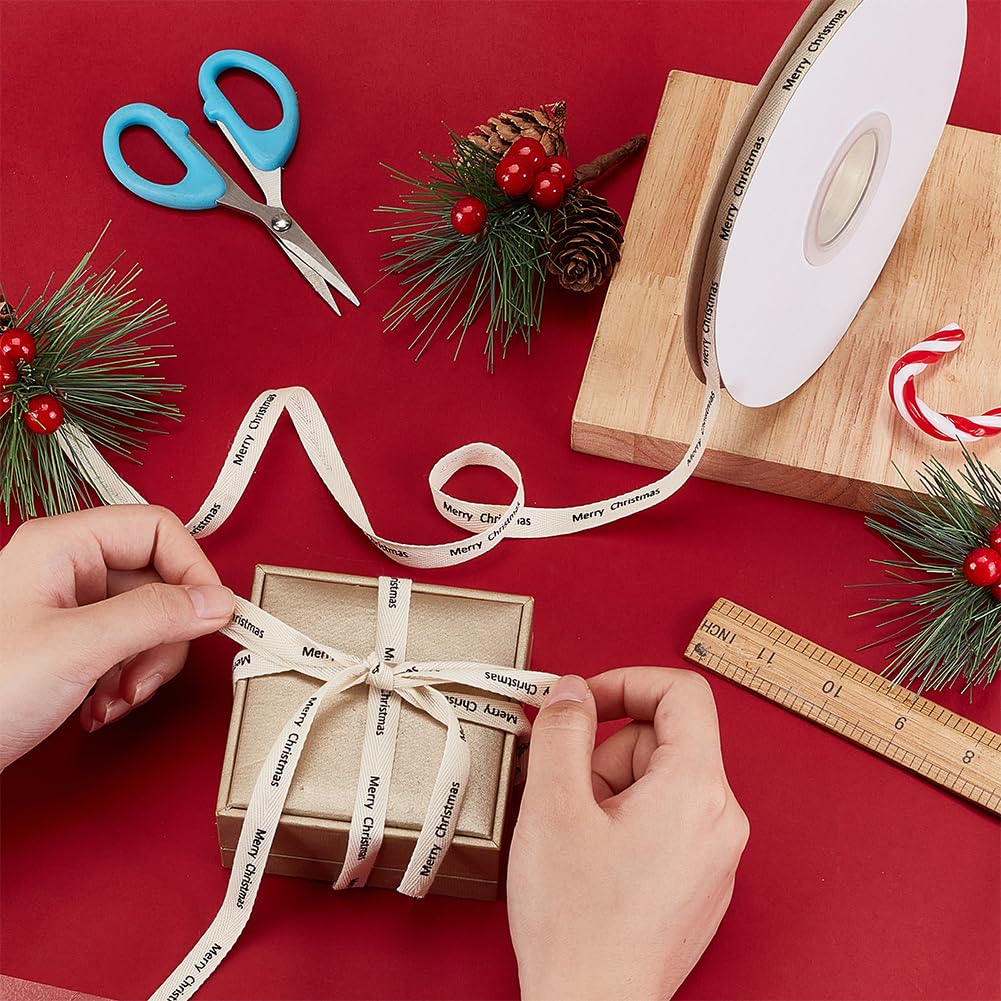 Amazon | OLYCRAFT 20m リボン クリスマスリボン 幅10mm 白 「Merry