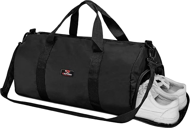Gym Duffle Bag with Shoe Compartment Foldable Men Women Travel Fitness Holdall Barrel Sports Bags - Shoulder Strap Swimming Football Basketball Tennis Luggage Weekender Light Weight Dry Bags