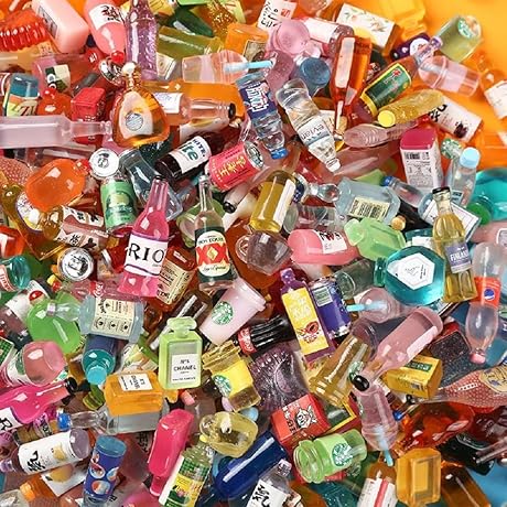 Dollhouse Miniature Crafts - 40 Mini Plastic Barbie Bottles