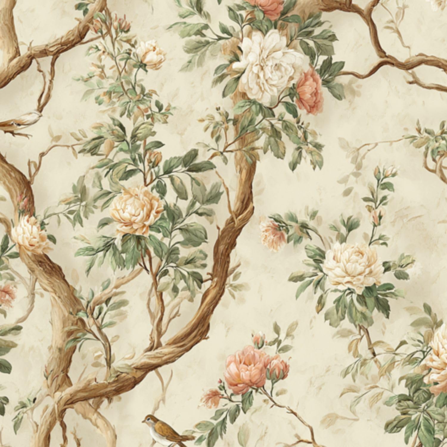 Deruinvaio Multi10 Self Adhesive Feature Removable Vintage Botanical Floral Vine Peel And Stick Vinyl Wallpaper Roll, Sticky Lining Paper For Bedroom, Living Room, Kitchen Walls