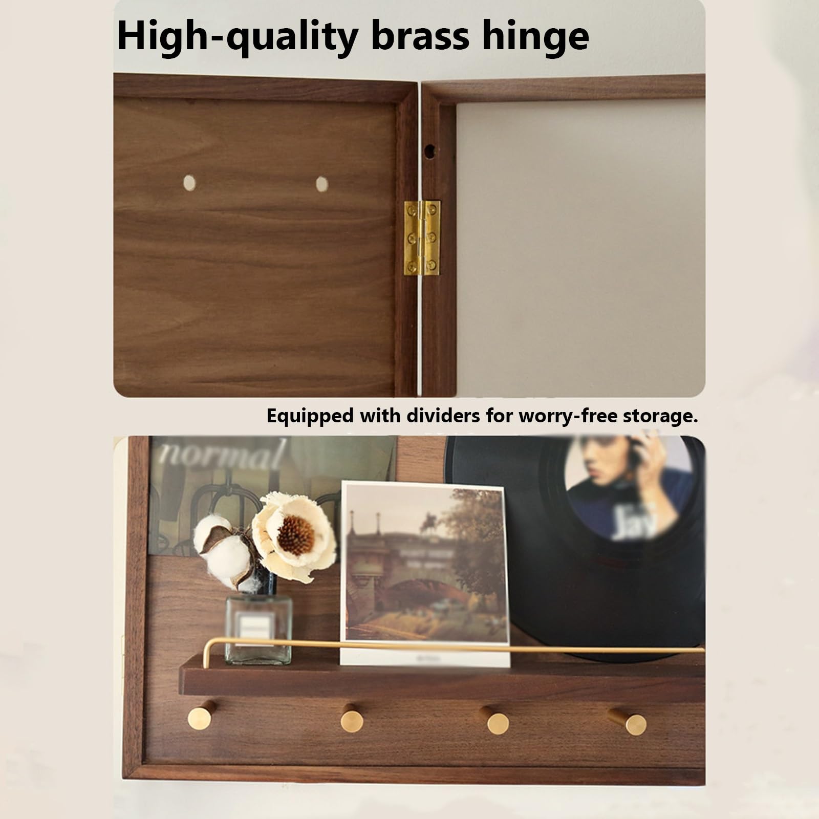 Copertura decorativa quadro elettrico in noce massivo con mensola portaoggetti, copri contatore facile installazione per soggiorno, ufficio e uso domestico(17.7 * 13.8in)
