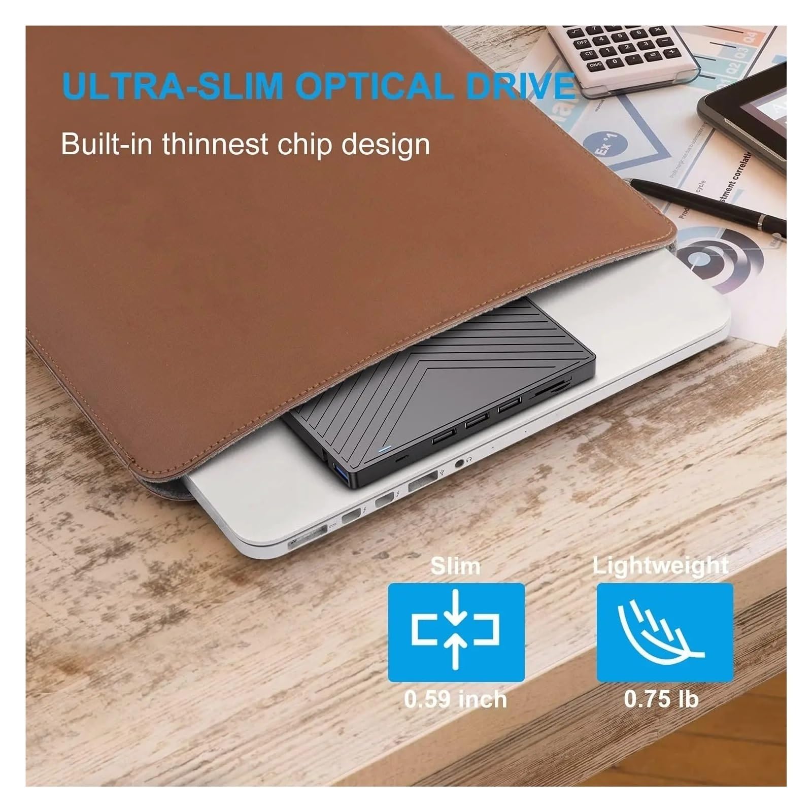 Zewnętrzny Napęd DVD/CD Do Laptopa Z Torbą 7 W 1 USB 3.0 Ultracienki Przenośny Odtwarzacz I Nagrywarka DVD/CD/VCD Wyczyść Proces Odtwarzania