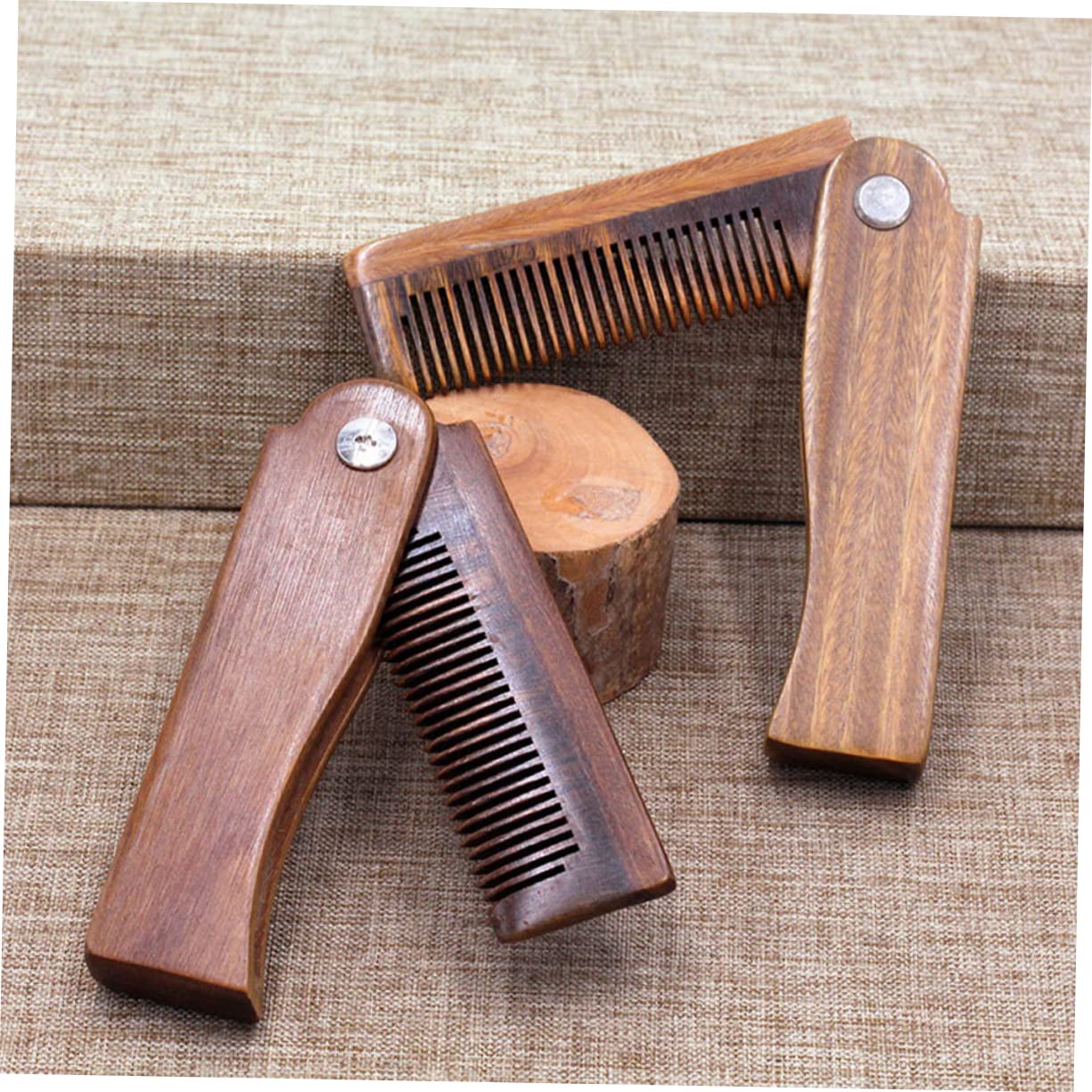 Beavorty 4 Set Pettine Tascabile Pieghevole Per Uomo Pettine Per in Legno Strumento Per Lo Styling Di Baffi E Barba Per Baffi in Legno Compatto E Portatile