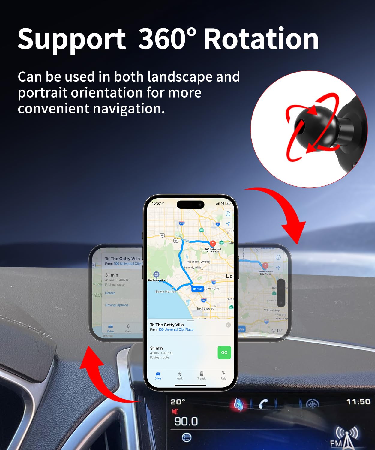 Supporto per telefono da auto per Cadillac SRX 2013 2014 2015 2016, accessorio per auto, compatibile con MagSafe, rotazione a 360°, mani libere, non influisce sulla bocchetta dell'aria