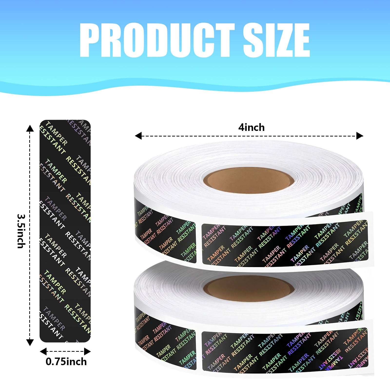 4 rotoli di etichette adesive per manomissione etichette metalliche resistenti etichette adesive adesive 1,9 x 8,9 cm etichette olografiche per alimenti per contenitori scatole barattoli spedizione