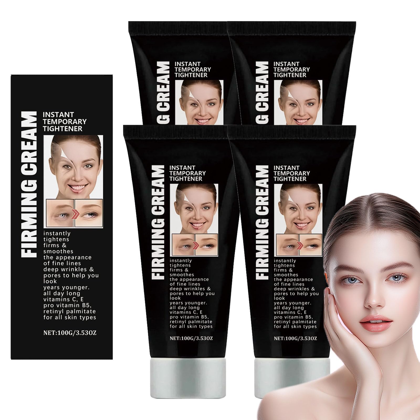 Crema rassodante istantanea, crema rassodante per il viso, idratante anti-invecchiamento, leviga linee sottili e rughe, lifting e tonificante, ripristina l'elasticità (4)