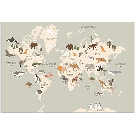 Viilou Weltkarte Fur Kinder Poster Xxl Bilder Kinderzimmer Plakate Kinderweltkarte Amazon De Kuche Haushalt Wohnen