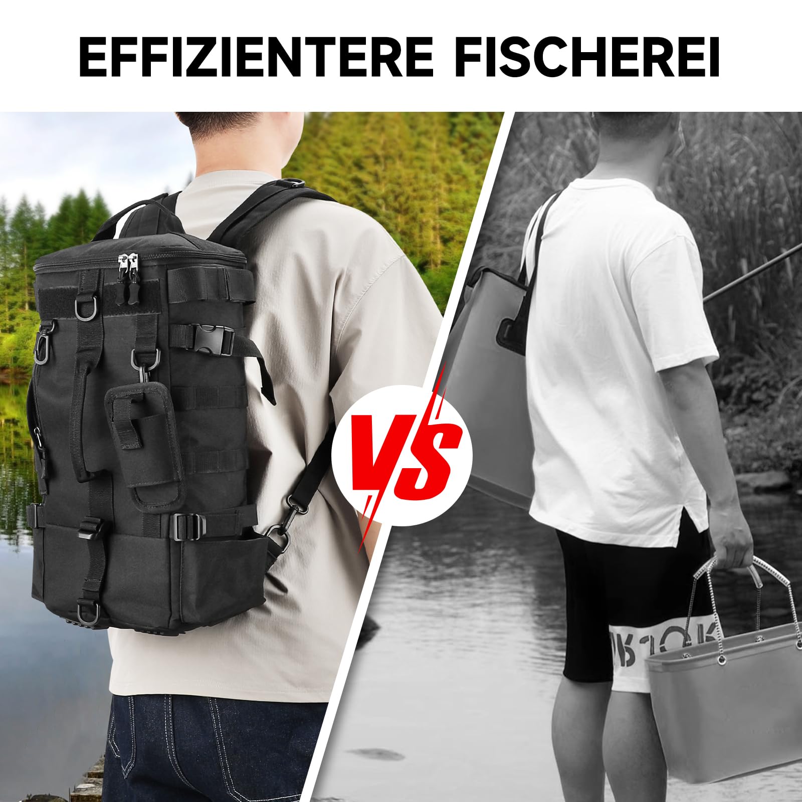 KOMCLUB Bolso para pesca, bolsa de almacenamiento para equipos de pesca, bolsa de hombro para equipo de pesca, almacenamiento de cañas, bolsa de herramientas para pesca, senderismo, caza, camping