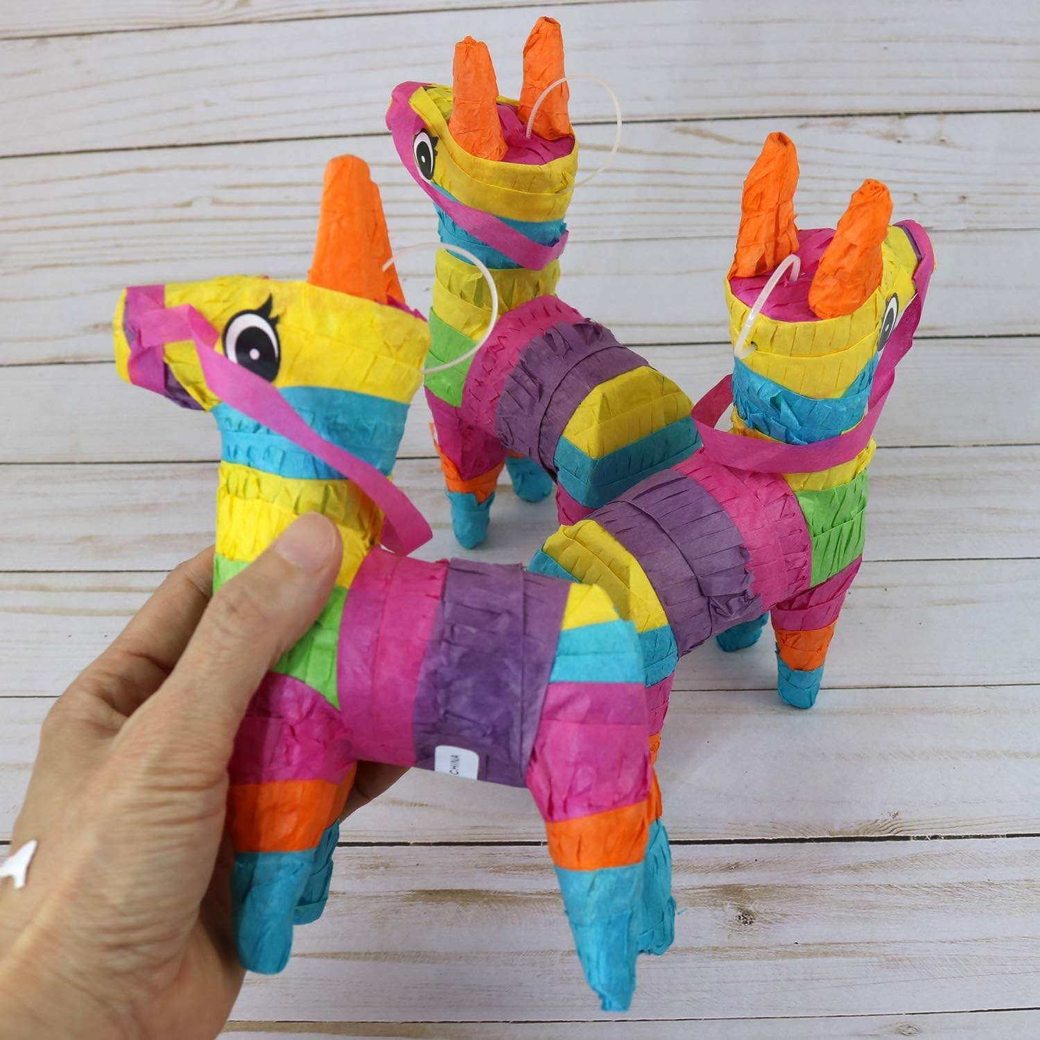 GIFTEXPRESS 12pc Value Pack Mini Donkey Piñatas 7.5x5.5", Rainbow Party Decoration for Cinco De Mayo, Fiestas, Taco, Llama Birthday, Carnival, Classroom & Table Centerpiece Party Favor