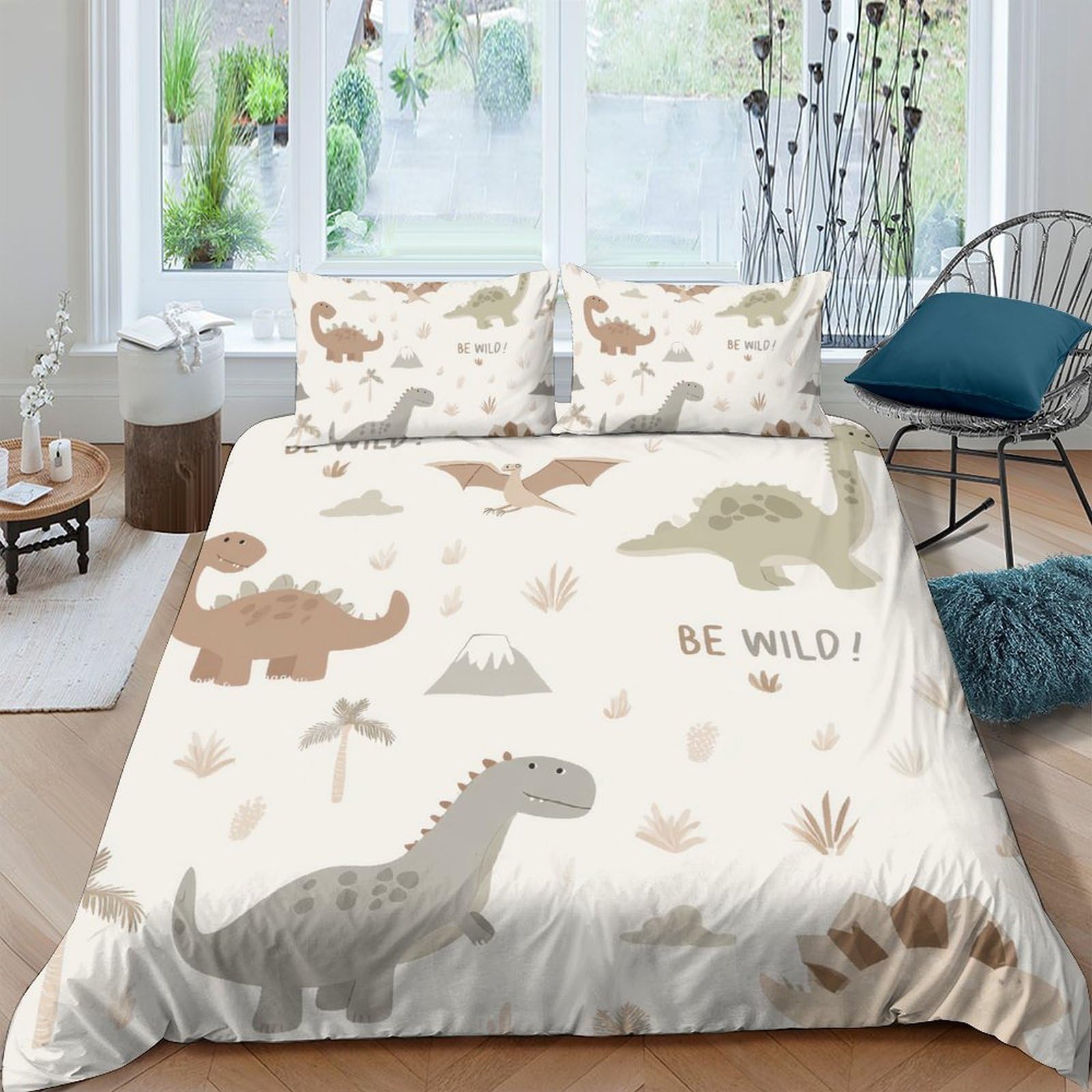 Ctjqhvkz Style-5 3D Printed Dinosaur Forest Fitted Sheet Microfiber Soft Breathable Jurassic Animals Bed Cover For Bedroom Dorm Decor Single（135X200cm）