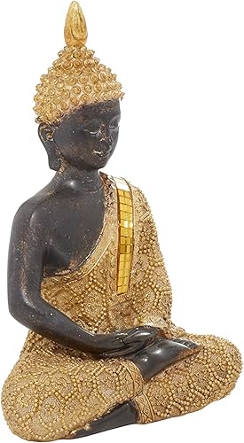 Deco 79 Polystone Buda sentado H-44302, 6" W/8" H