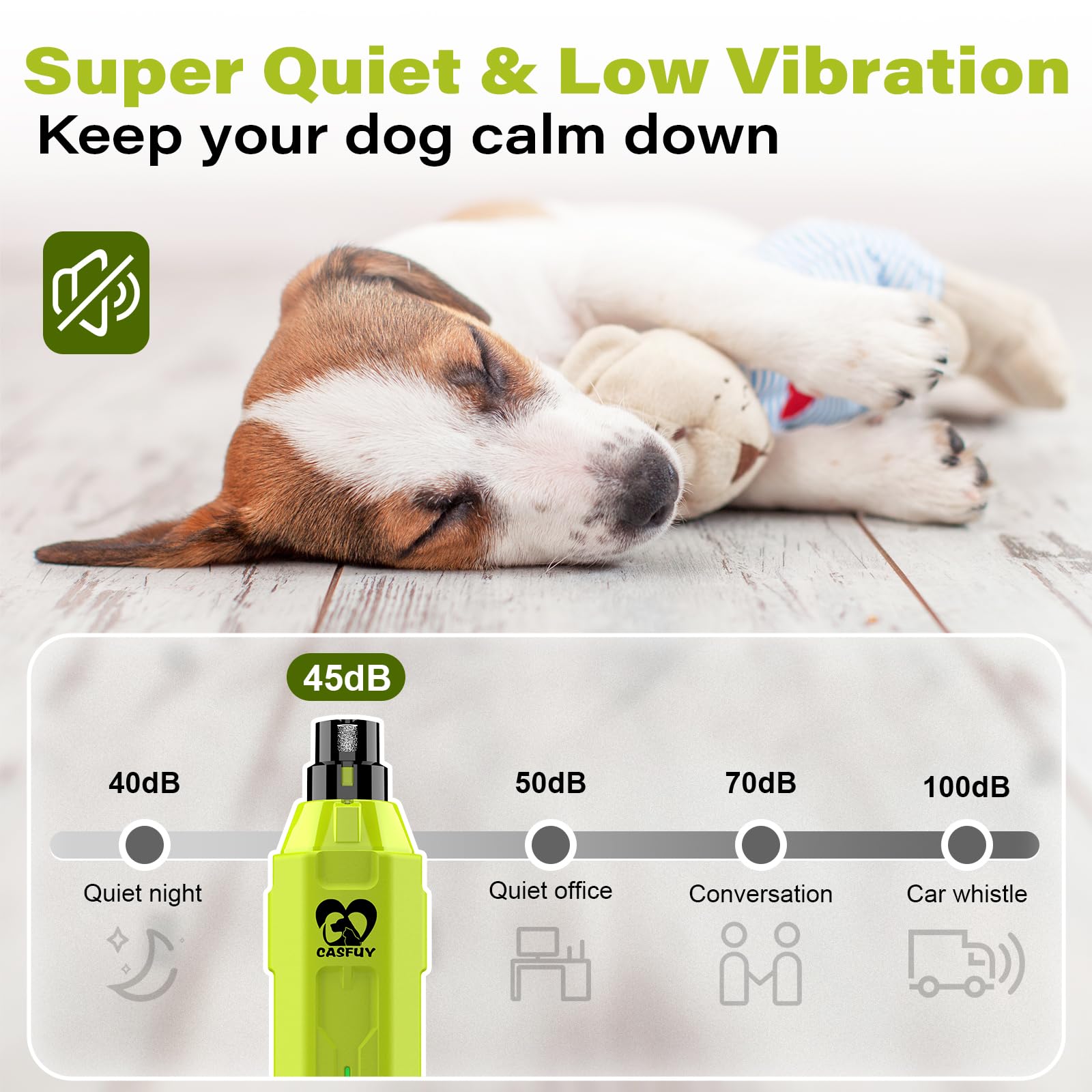 Casfuy 犬爪切り電動 6スピード - 最新の強化されたペット用ネイルグライ 犬 ペット用品