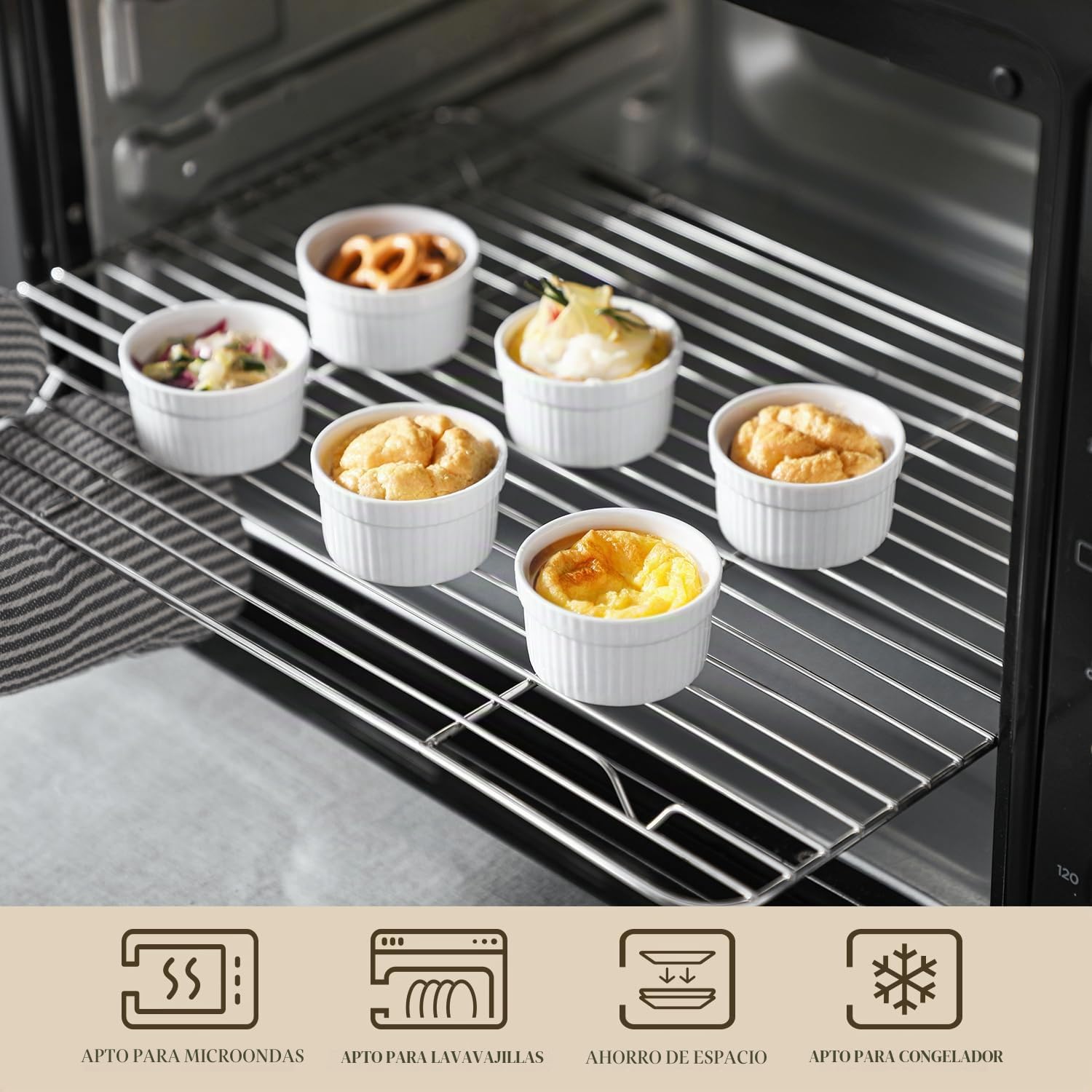 MALACASA, Series Ramekin dish, 24 Piezas Mini Cuencos y Platos de Postre/Snack/Salsa 2.4"(6 cm) Crema de Cerámica Modelo para Hornear