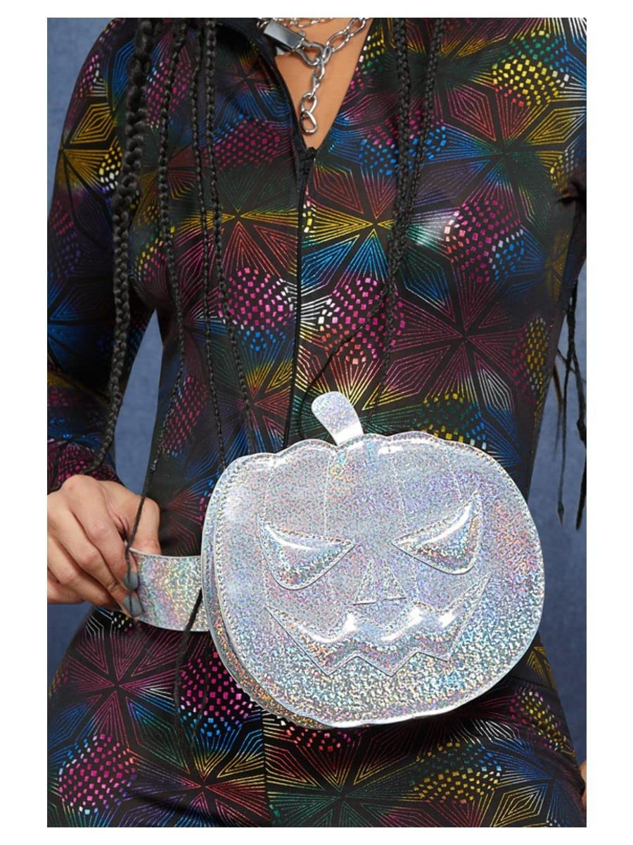 Halloween Fever Silver Holographic Pumpkin Bum Bag