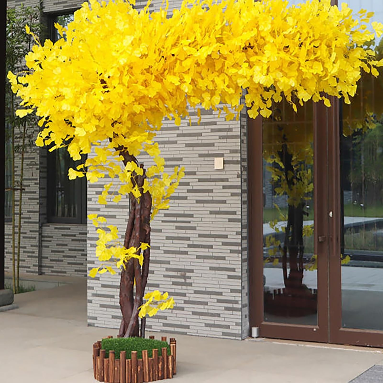 Artificial Ginkgo Tree,Large Fake Ginkgo Tree,Simulation Ginkgos Wishing Trees Simulation Trees Artificial Plant(B,4m)