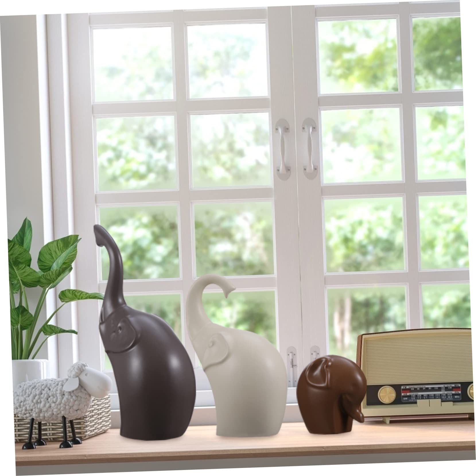 Zerodeko Figura de Elefante de Cerámica Creativa, 3 Piezas para Decoración