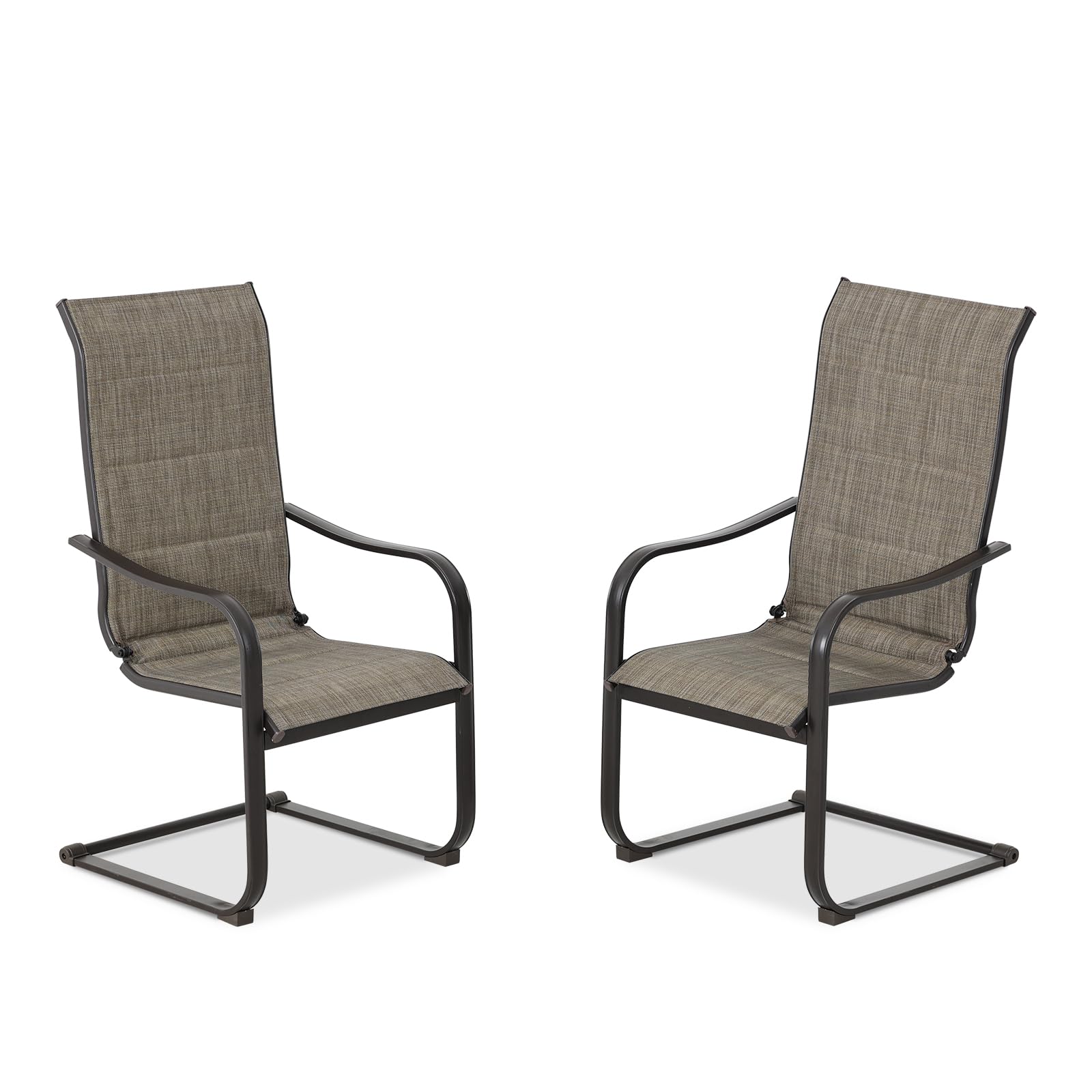 Aoodor2 Pieces C-Spring Motion Patio High Back Dining Chairs in Breathable Padded Textilene Fabric and Sturdy Metal Frame for Patio, Deck and Yard