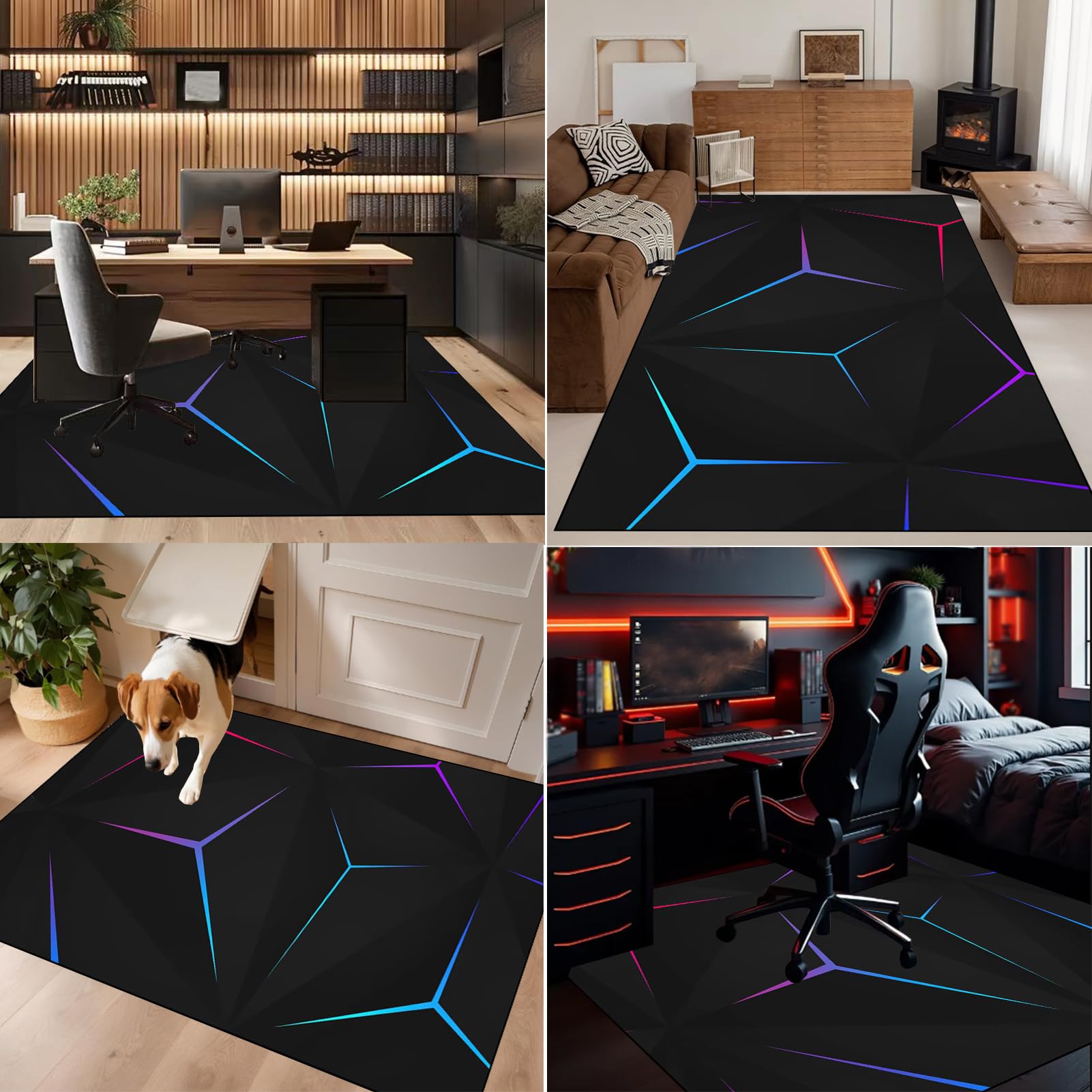 Tapis Chaise de Bureau, Tapis Chaise Gaming Antidérapant Tapis pour Fauteuil, 90 x 120 cm Tapis Gaming Sol pour Sols durs, Protège Sol Protection Sol Gamer Bureau Gaming pour Salon, Chambre, Bureau