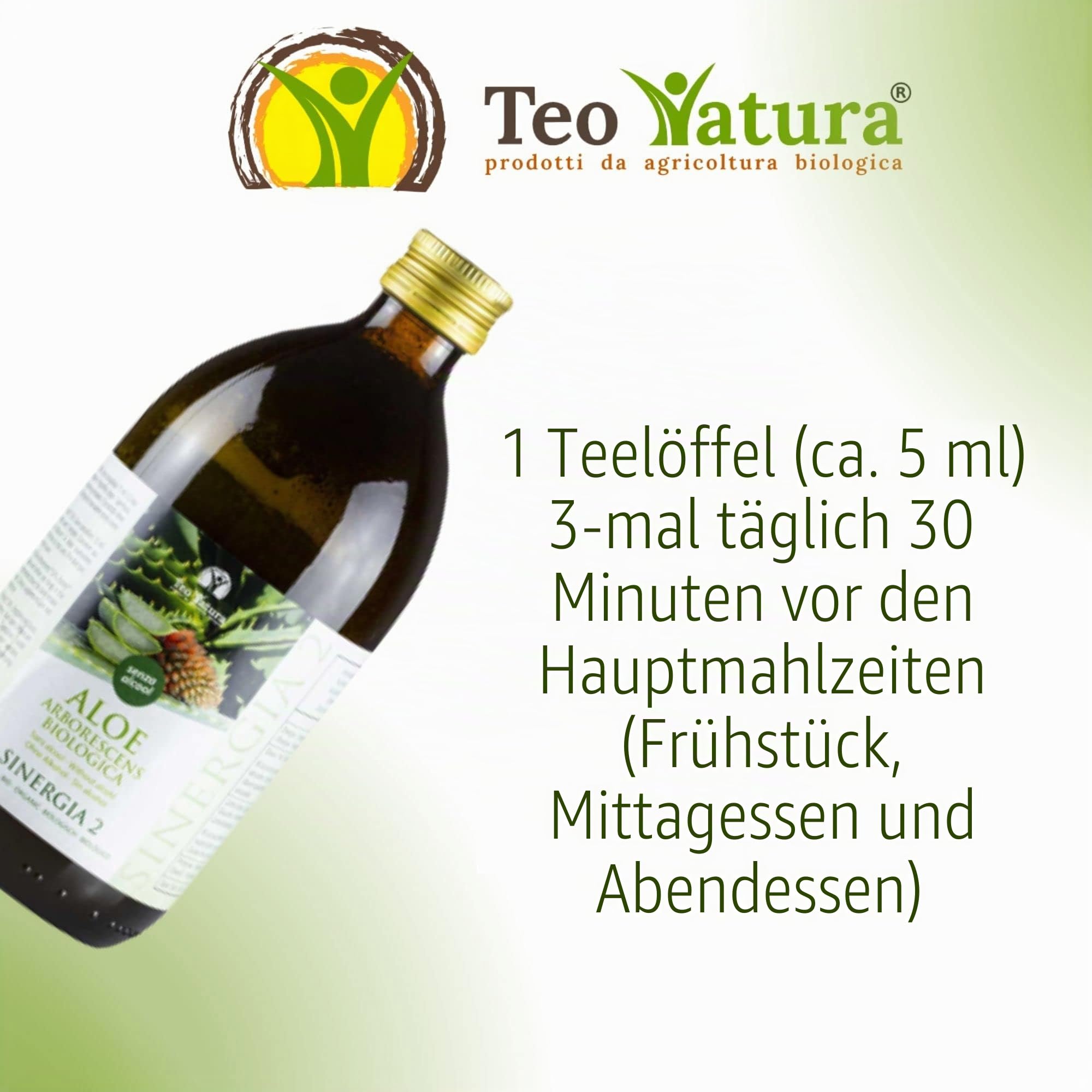 Teo Natura Synergie 2 – Trinkergänzungsmittel – Rezept von Padre Zago (ohne Alkohol) mit Aloe Arborescens und Bio-Honig – 1,5 l (3er-Pack)