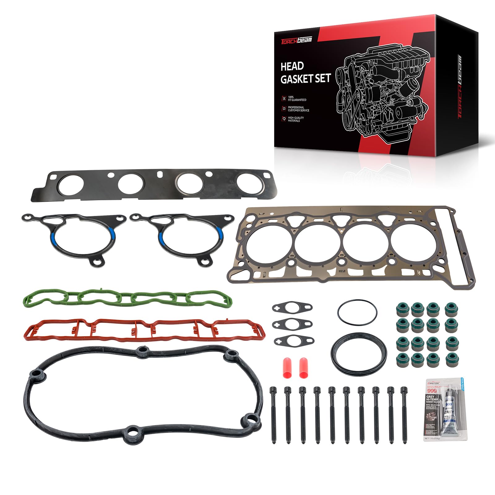 Torchbeam Head Gasket Set HS26318PT Fit for A3, A3 Quattro, A4, A4 Quattro, A5, A5 Quattro, A6, Beetle, CC, Eo-s, GTI, Jetta, Passat, Q5, Tigua-n, TT, TT Quattro, Engine Cylinder Head Gasket Kit