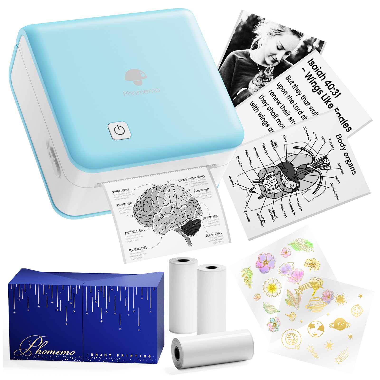 Phomemo Sticker Printer - Print Pods Mini Printer Thermal Sticker Maker Bluetooth Printer for Study Notes, Photos, List, Sticker, Gift, Cyan-image-20