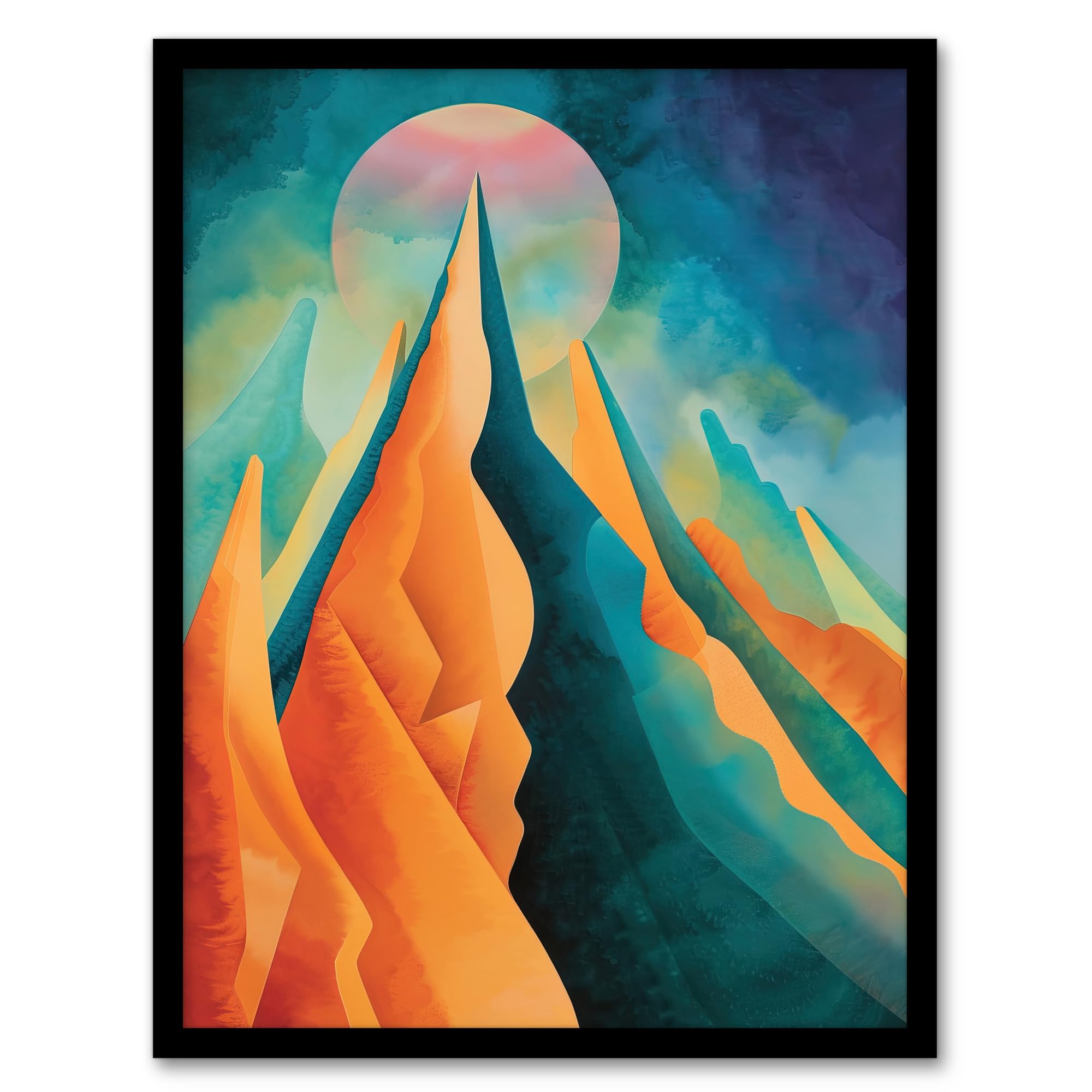 Artery8 Sci-Fi Mountain Summit by Moon Painting Galaxy Living Room Artwork Framed Wall Art Print A4