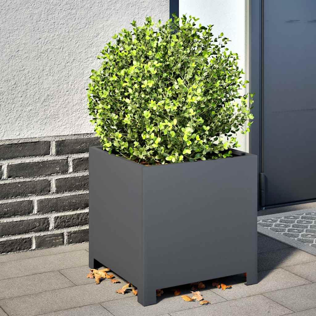 vidaXL Jardinera de Acero Gris Antracita 40x40x40 cm, Macetero de Jardín, Exterior, Patio