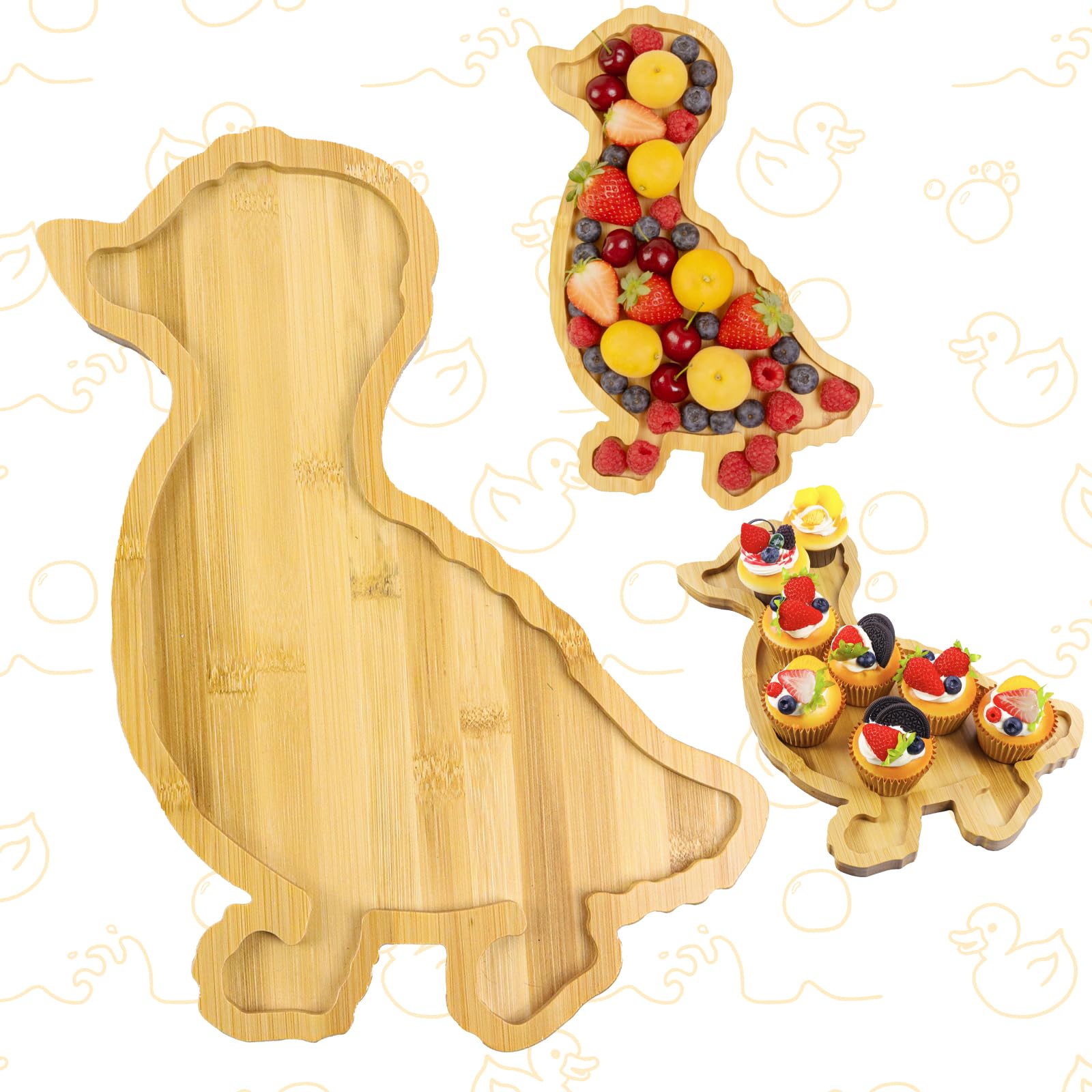 39 x 29cm Large Wooden Goose Charcuterie Board, Animal Theme Tabletop Berry Serving Trays Outdoor Food Platters for Fillable Dish Plates Party Supply for Baby Shower One Silly Goose 1st Birthday โ image 1
