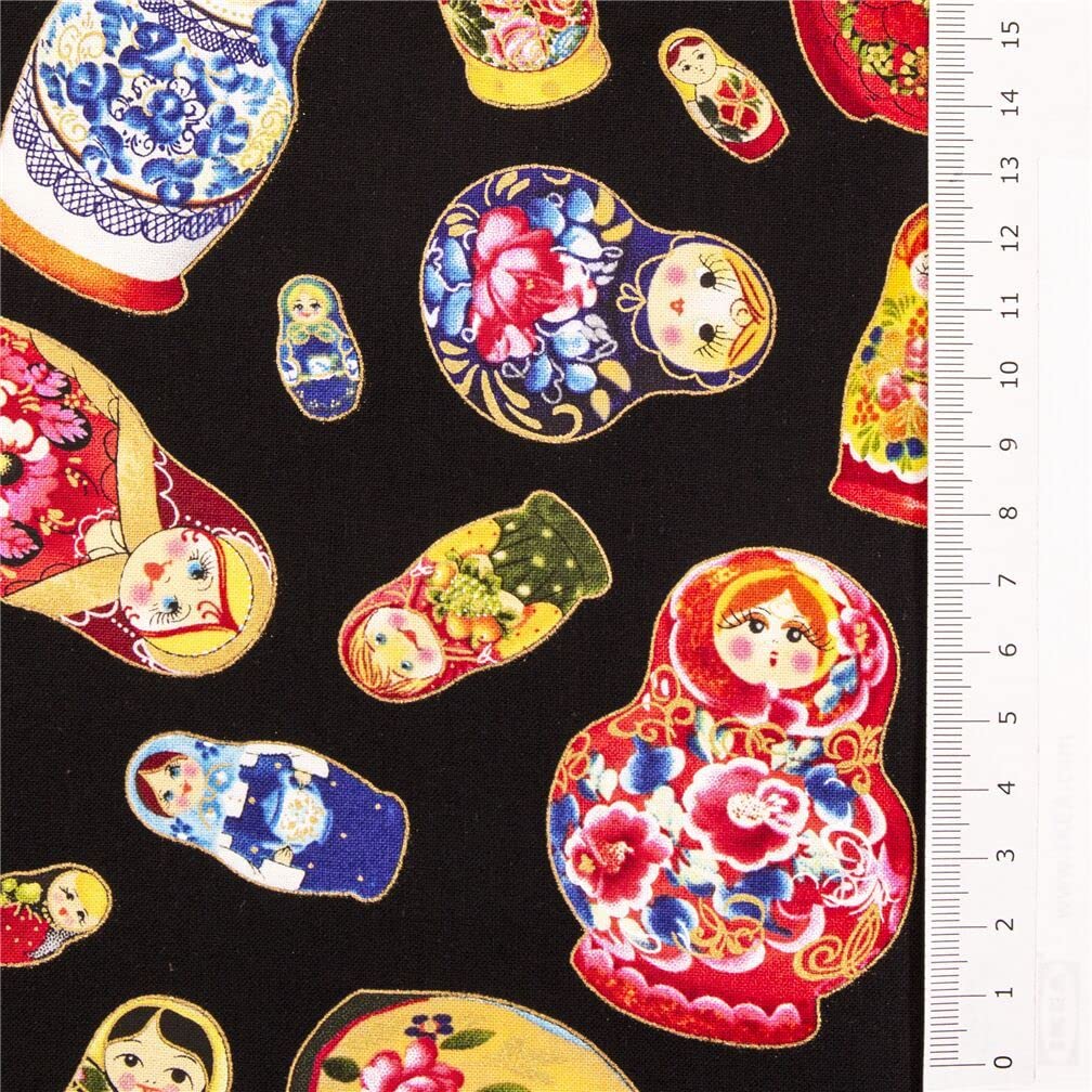 Amazon.com: Russian matryoshka nesting doll black US fabric, 100