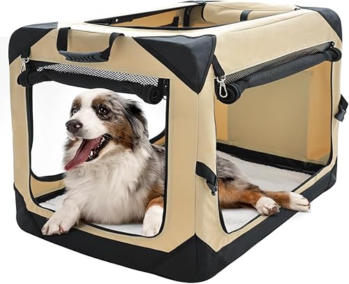 Miniatura 25 de Pettycare Jaula plegable de 36 pulgadas para perros grandes, 4 puertas, plegable, suave, con ventanas de malla a prueba de mordidas, para viajes