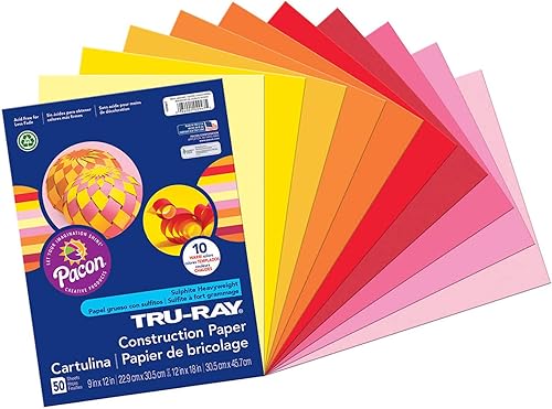 Miniatura 5 de Tru-Ray Papel de construcción pesado, colores surtidos geniales, 9 x 12 pulgadas, 50 hojas (102942) y papel de construcción pesado, colores surtidos