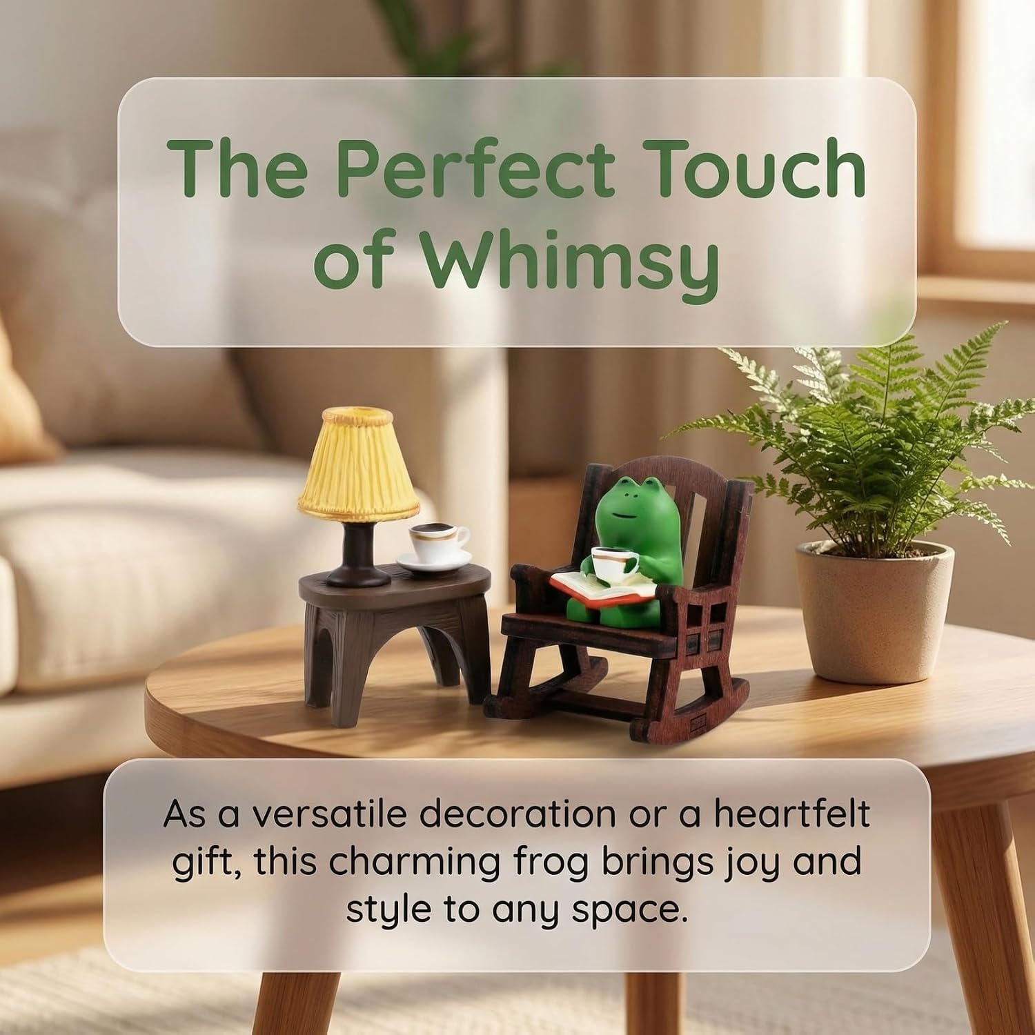 Decorative Figure, Funny Cast Animal Figure, Cute Reading Coffee Drinking Frog Figure, Decoration for Living Room and Office, Gift Idea for Colleagues and Friends, Decorative Accessory image 5