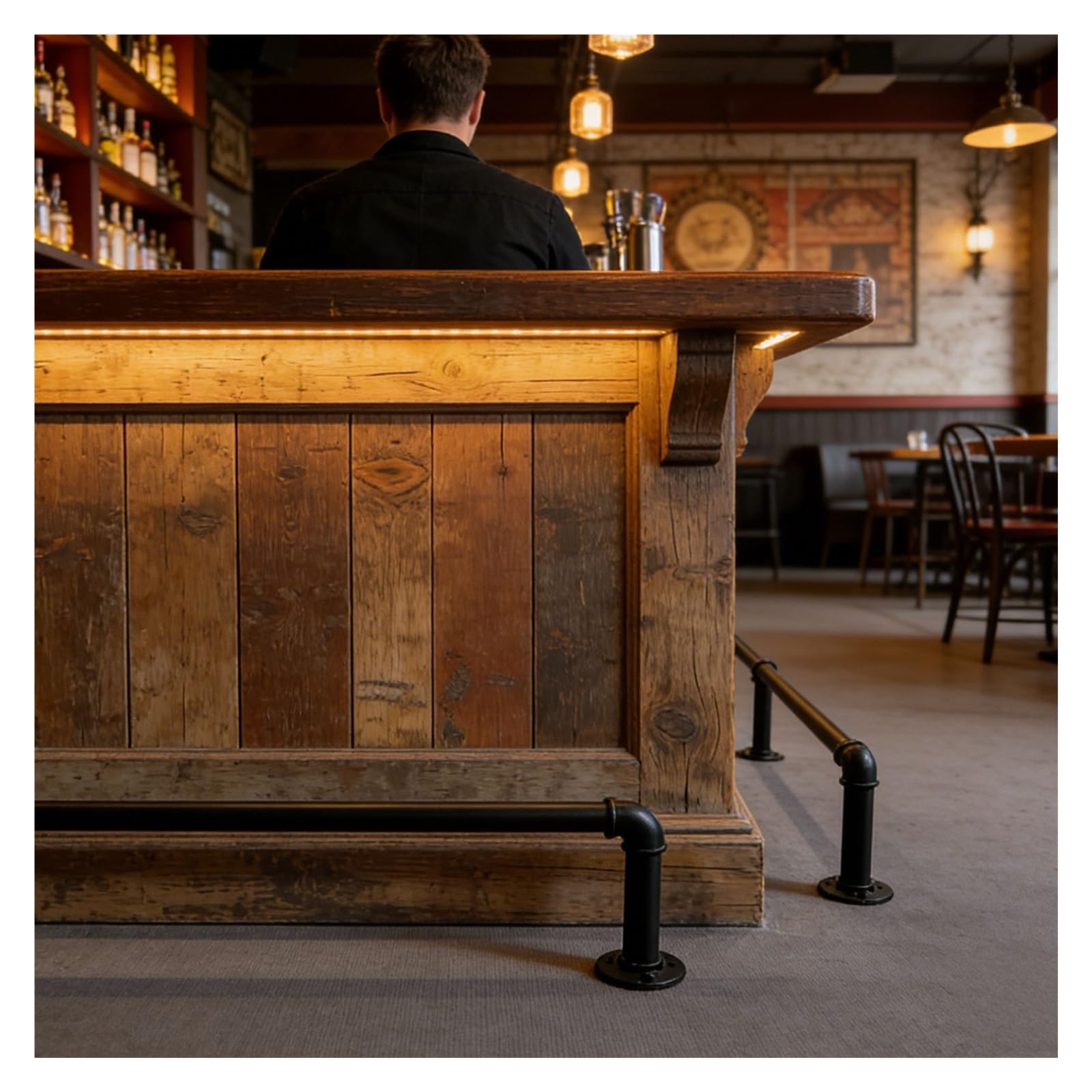 JYHHCYS Anpassbares Fußstütze Bar Zur Fußabstützung, Bodenmontage | Bar Mount Fußschiene Halterung Für Indoor Outdoor Home Bar, Kücheninsel, Restaurant(175cm/5.7ft)