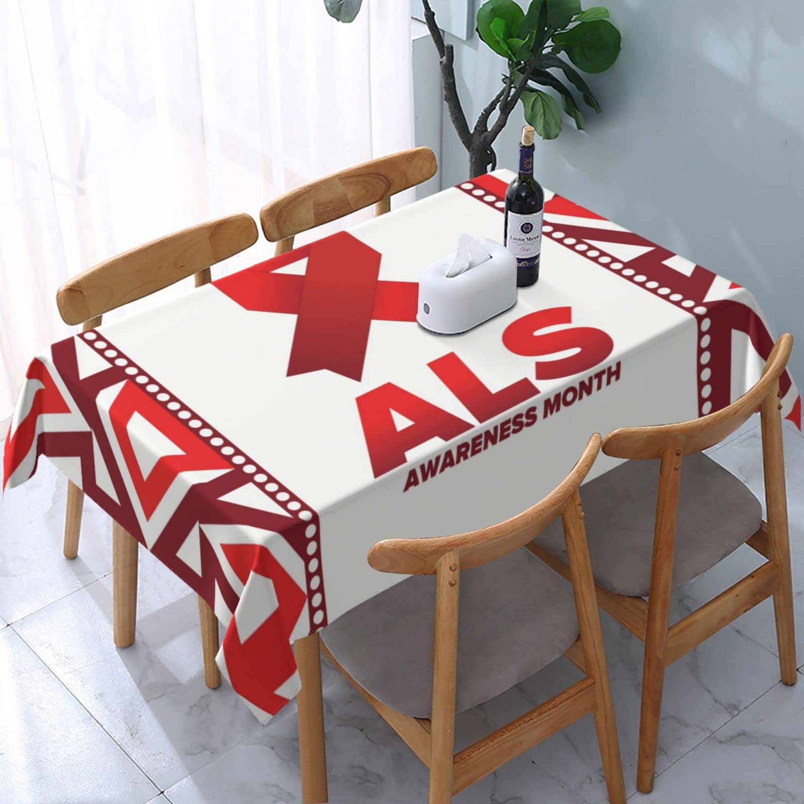 JunHeArt Als Awareness Month Tablecloth Rectangle Table Cover Washable Table Cloths Decor For Kitchen 54" X 72"