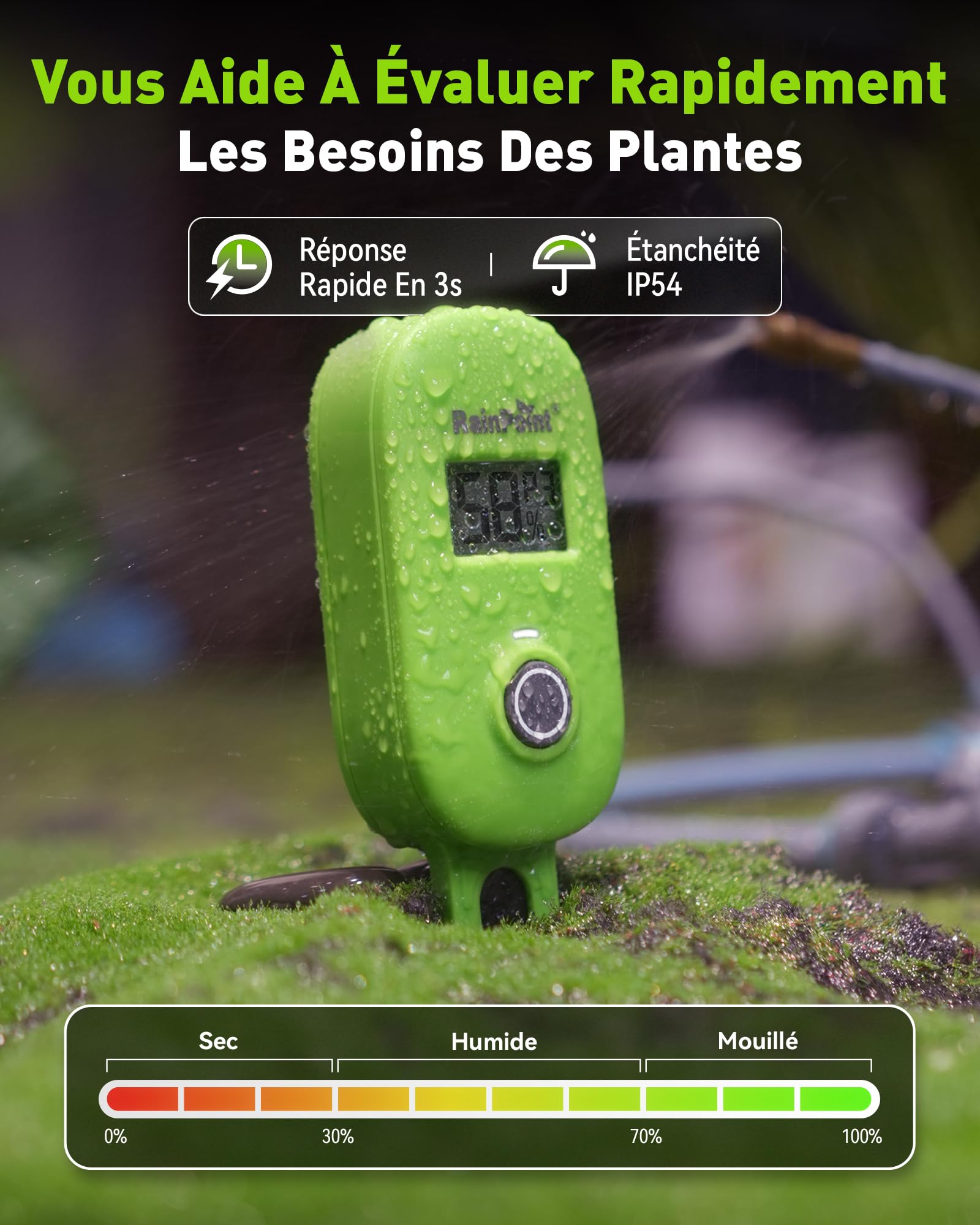 RAINPOINT Capteur d'humidité du sol intelligent avec connexion par application, passerelle nécessaire, système d'irrigation
