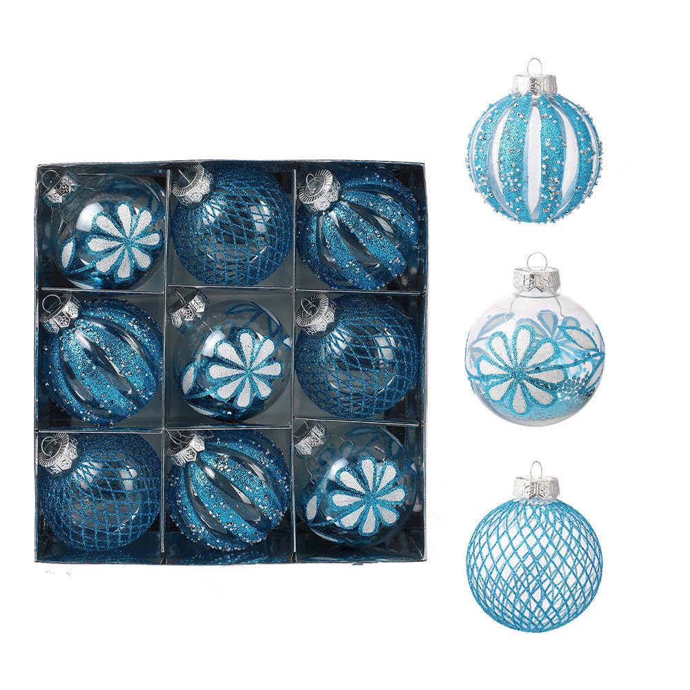 Bombki świąteczne, szampan bombki bożonarodzeniowe 9 szt. 8 cm Baubles jasne dekoracje na choinkę wakacje dom dekoracja świąteczna (niebieskie jezioro)