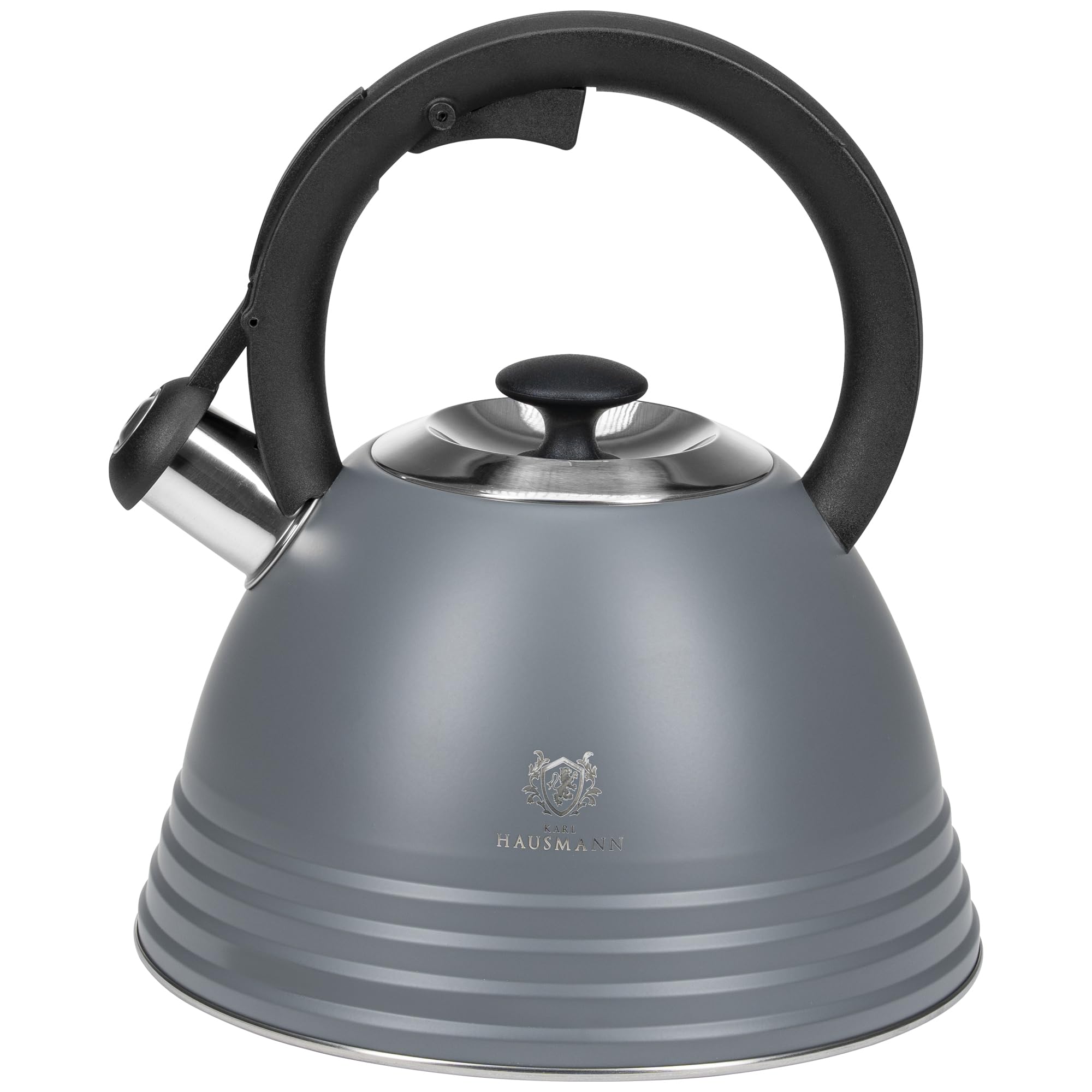 KARL HAUSMANN Bollitore Induzione 3L Acciaio Inox con Fischio - Grigio Teiera per Piano a Gas, Vetroceramica ed Elettrico - Bollitore Acqua Cucina con Coperchio