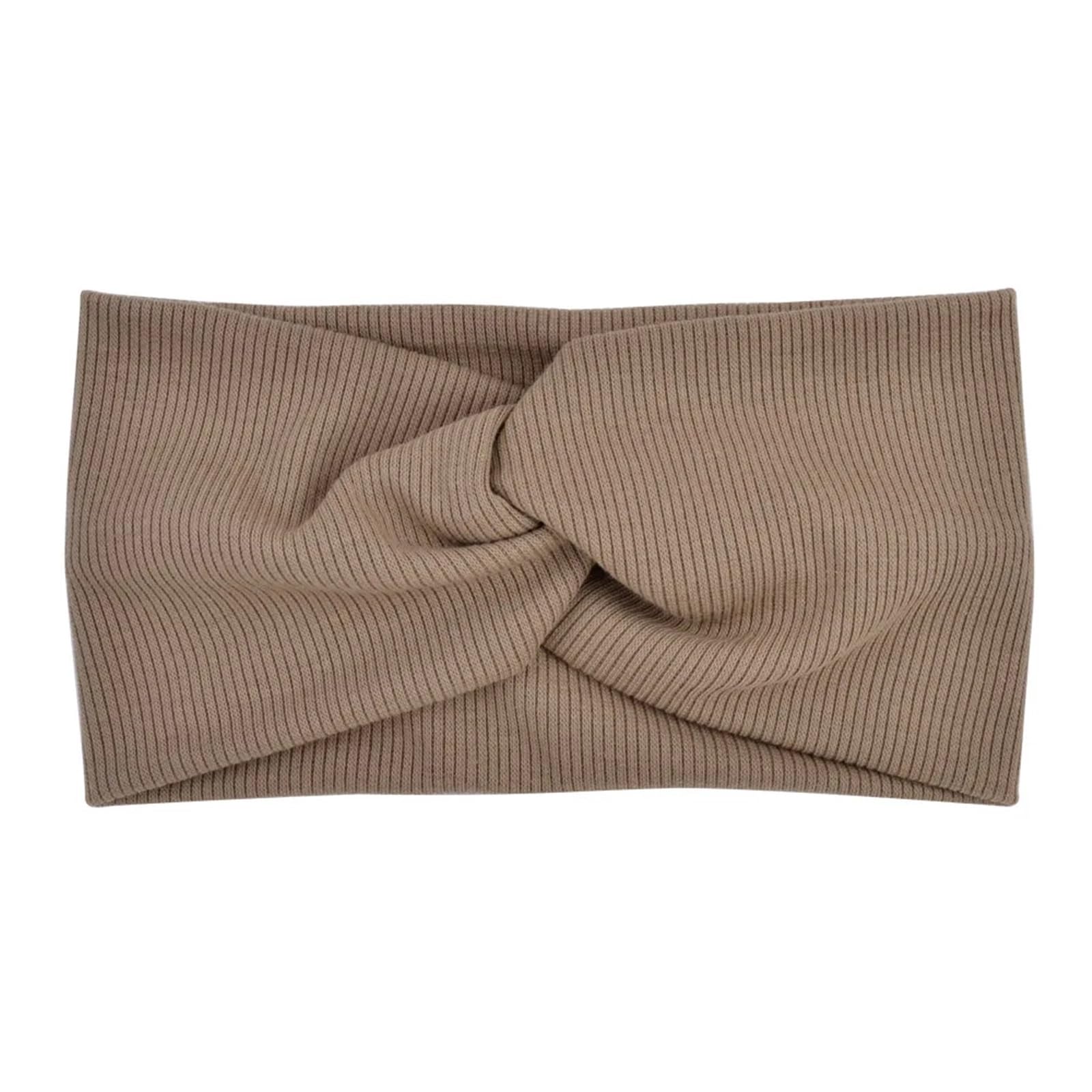 3 stücke Frauen Mädchen Einfarbig Haar Bands Gestrickte Baumwolle Stirnbänder Kreuz Turban Verband Bandanas Haarbänder Zubehör Für Damen(Light Brown)