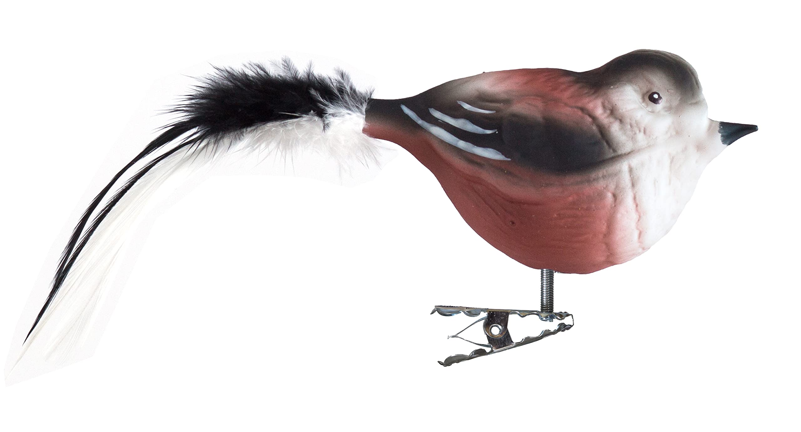Birds of Glass Glass Bird, Tail Tit with Natural Feathers | Glass Decoration Made in Germany from Own Production | Decorative Bird with Clip, Glass Bird, Real Lauscha Christmas Tree Decoration, for In