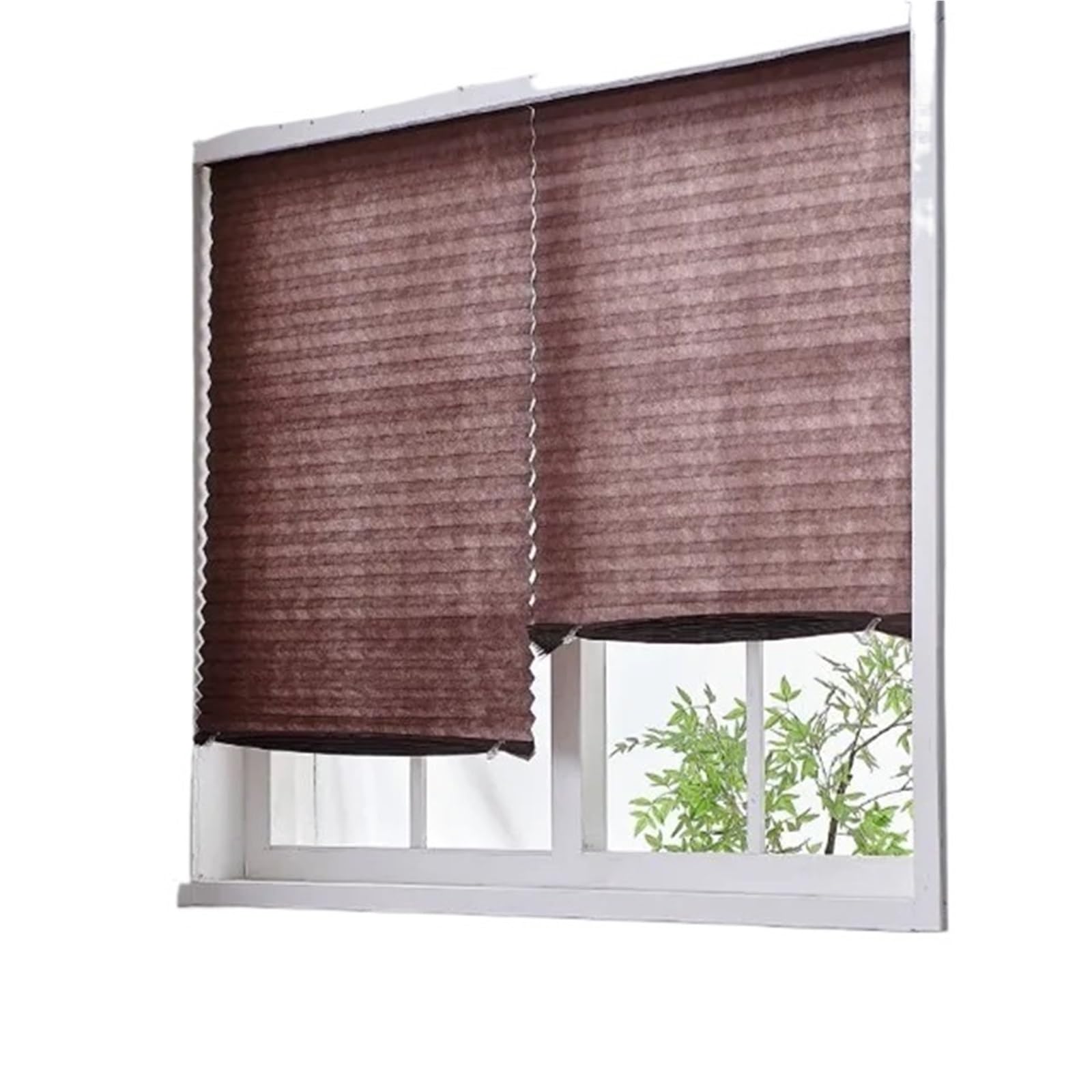 Self Adhesive Blinds Self Adhesive Pleated Blinds For Window Cordless No Drill Fabric Blinds Home Blackout Shades(60x180cm,Semi-shading coffee)