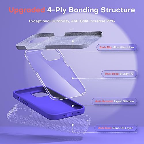 Miniatura 4 de TOCOL Funda 5 en 1 para iPhone 14 Plus, 2 protectores de pantalla + 2 protectores de lente de cámara, funda de silicona líquida para iPhone 14 Plus