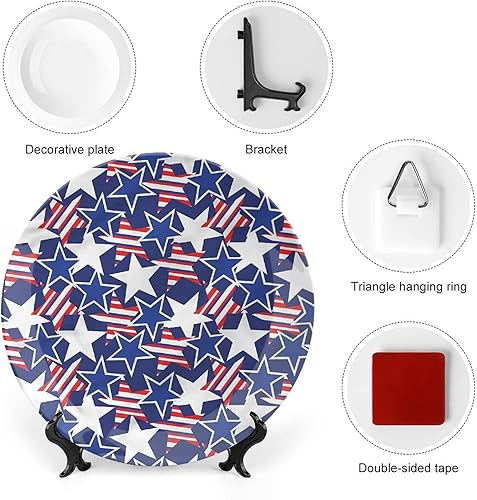 Miniatura 3 de LIGUTARS Placa de exhibición de cerámica, placa decorativa colgante de cerámica del 4 de julio, estrellas y rayas, 6 pulgadas, placa de cerámica