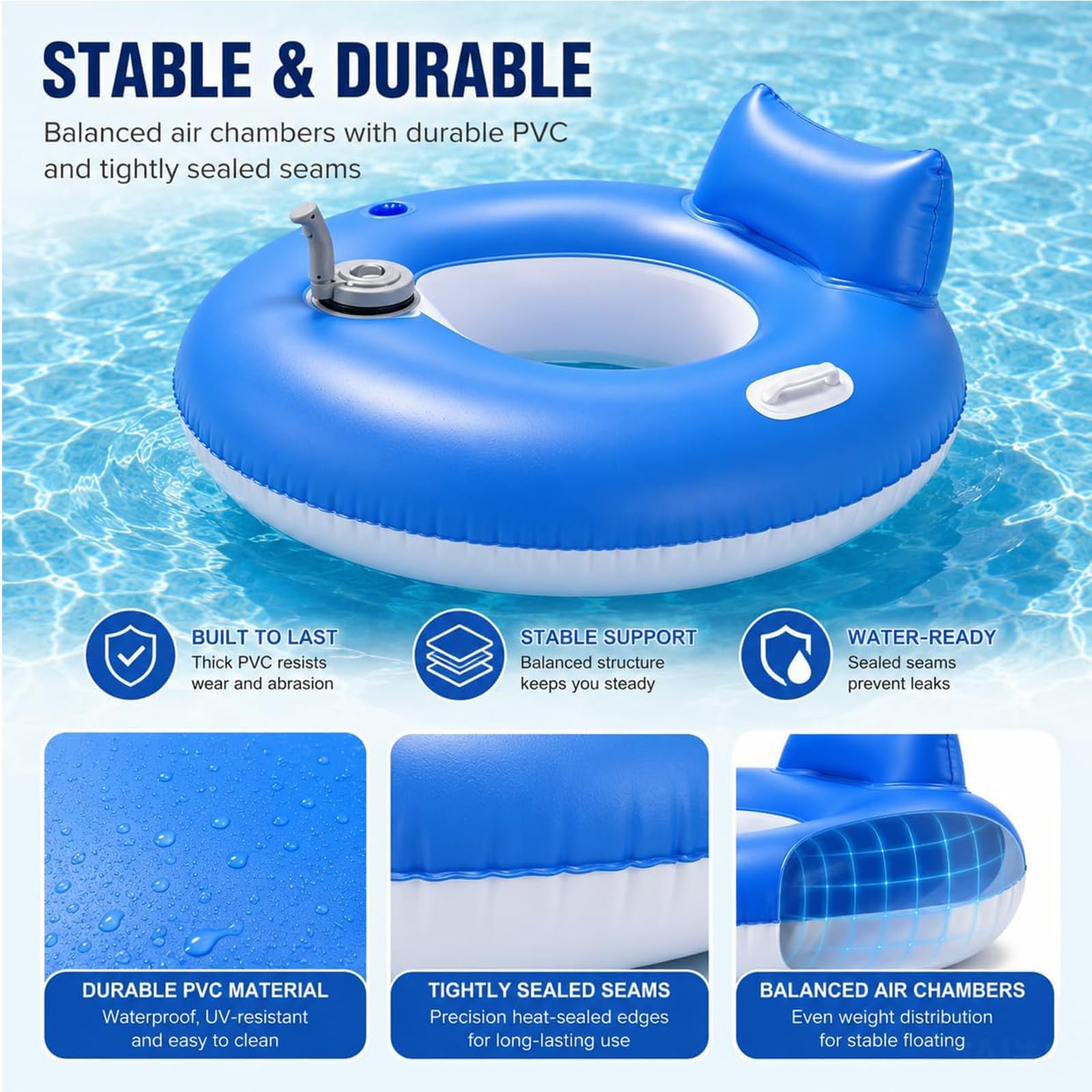 Flotador Motorizado para Adultos, Flotador Hinchable Motorizado para Piscina con Control De Dirección, Cómodo Respaldo Y Portavasos para Relajarse En La Piscina Durante El Verano