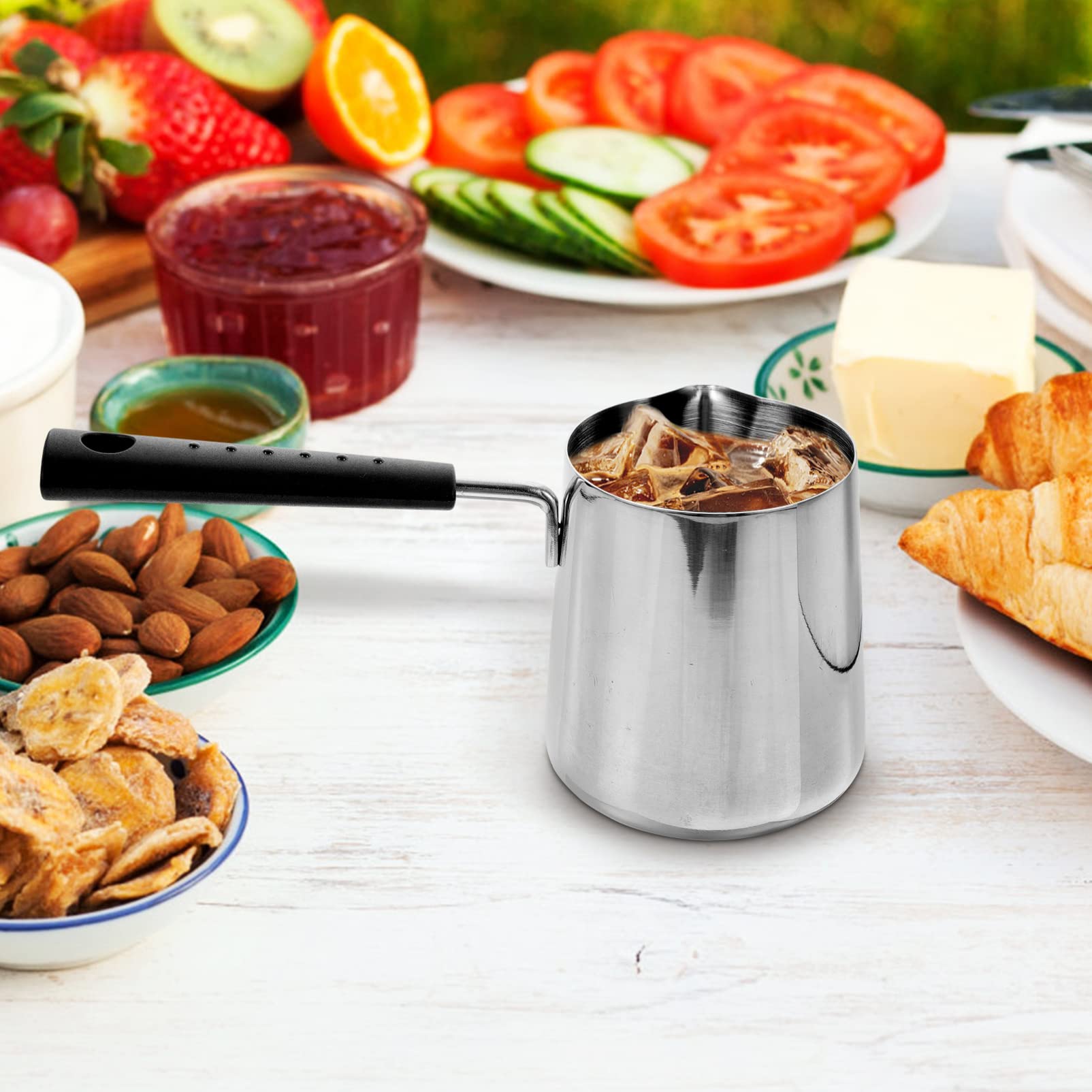 Alipis Pentolino Piccolo in Acciaio Inossidabile da 600ml con Manico Ergonomico e Beccuccio per Versare Olio per Cucinare su Piani a Induzione e Cottura al Forno