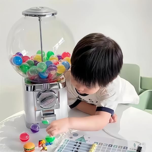 ガチャガチャ 本体 ガチャマシン レトロ 機械 100円硬貨用/コインは不要 楽しいカプセルマシン ガチャマシーン ドーム型 カプセルマシン 業務用 家庭用 楽しいカプセルマシン 幼稚園教育機関向けギフトマシン カプセル200個付き (白, コインは不要) - 4
